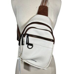 Western Leather Crossbody Bag White M Concert Boho Indie Folk Chevron Preppy 90s